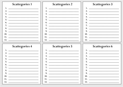 10 Best Free Printable Scattergories Sheets - printablee.com