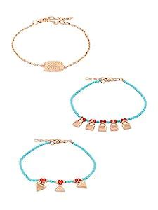 Buy ZAVERI PEARLS Set of 3 Turquoise Blue Contemporary Classy Stack ...