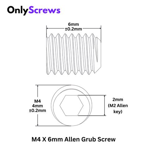 M4 X 6mm Grub Screw SS304 (Dia. 4mm, Length 6mm) – OnlyScrews
