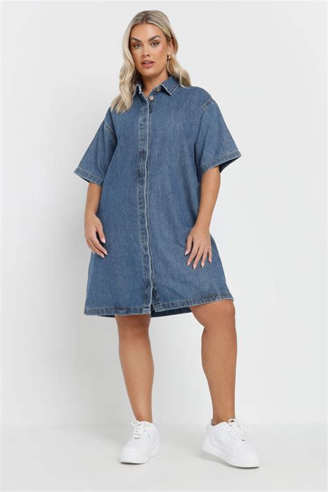 YOURS Plus Size Mid Blue Denim Shirt Dress | Yours Clothing