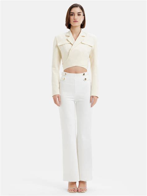 Notch Collar Blazer With Wrap Strap Detail - Cream | Women's Blazer ...