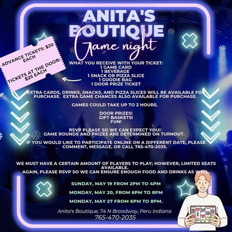 Game Night, Anita's Boutique, Peru, 19 May 2024 | AllEvents.in
