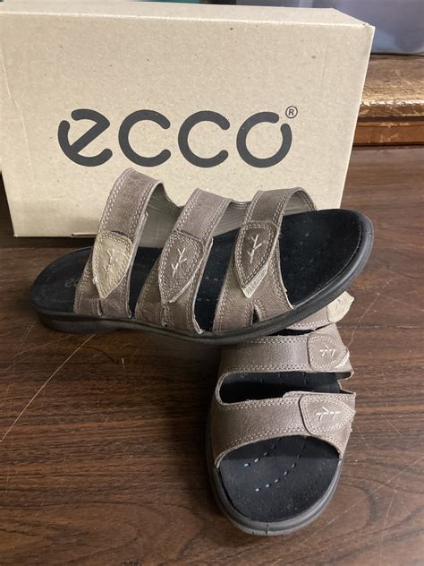 ecco breeze moonrock strappy leaf sandals gray womens… - Gem