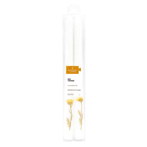 2-Pack White Dried Flower Embedded Taper Candles, 10"