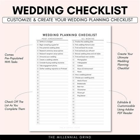 Image result for Downloadable Printable Wedding Checklist