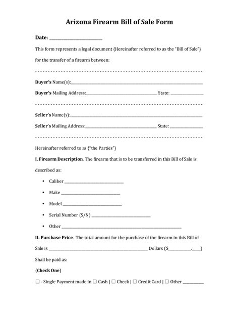 2026 Firearm Bill of Sale Form - Fillable, Printable PDF & Forms | Handypdf