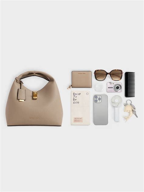 Chance Turn-Lock Bucket Bag - Taupe - CHARLES & KEITH IN