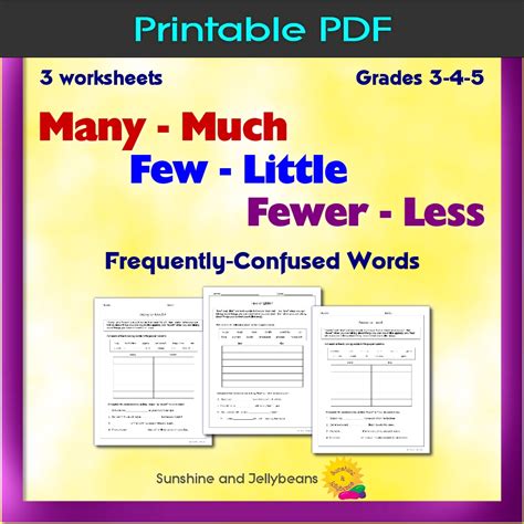 Many-Much-Few-Little-Fewer-Less - Easily-Confused Words - Grades 3-5 ...