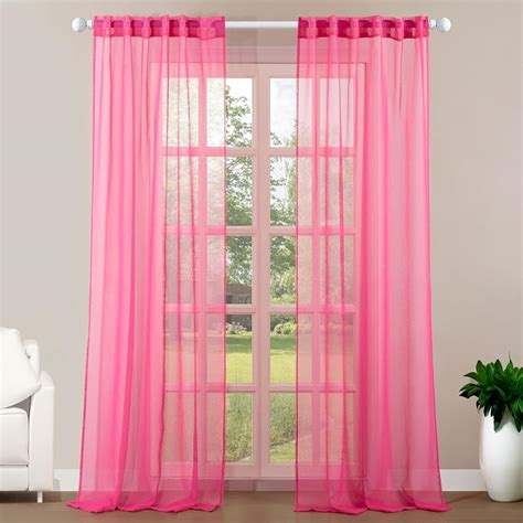 Amazon.com: Topfinel Semi Sheer Hot Pink Living Room Curtains 96 Inches ...