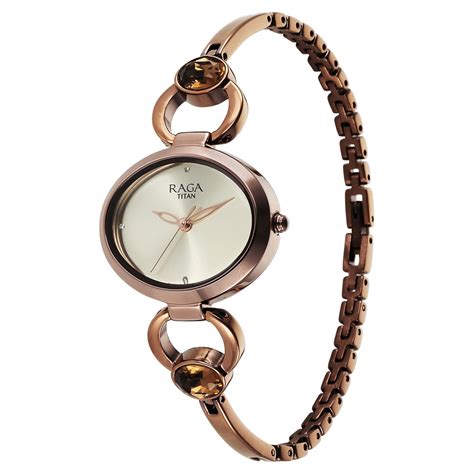 Buy Online Titan Raga Viva Quartz Analog Champagne Dial Metal Strap ...