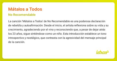 Significado de la canción MÁTALOS A TODOS (No Recomendable) - LETRAS.COM