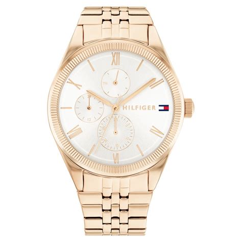 Buy Online Tommy Hilfiger Silver Dial Golden Stainless Steel Strap ...