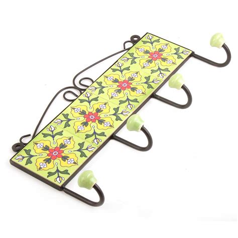 Lime Green Yellow Leaf Tiles Hooks