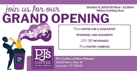 PJs Coffee Leander Grand Opening Celebration, 11620 Hero Way West ...