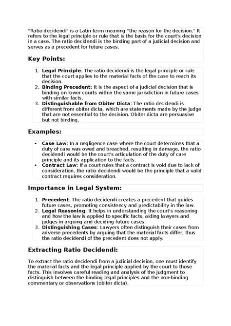 Ratio decidendi - "Ratio decidendi" is a Latin term meaning "the reason ...