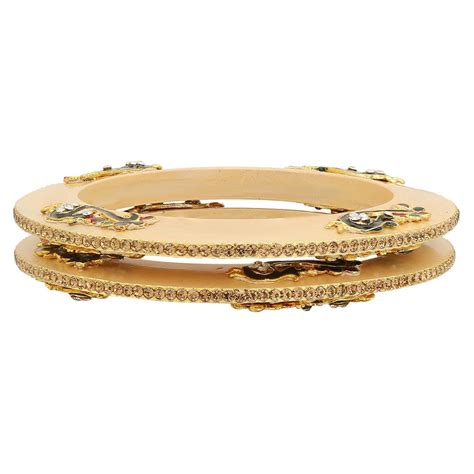 Sukriti Rajputi Royal Peacock Embellished Lac Kada Cream Bangles Jewel ...