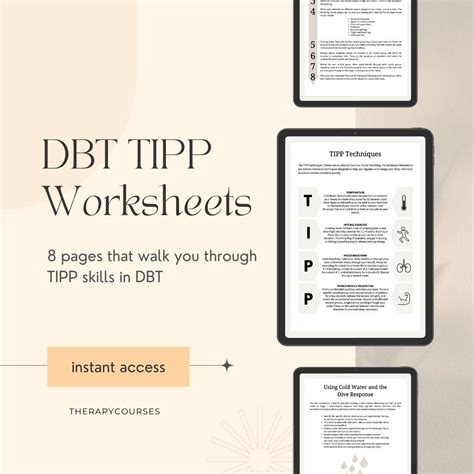 8 DBT TIPP Skills Worksheets pdf - Dialectical Behaviour TIPP Techniqu ...
