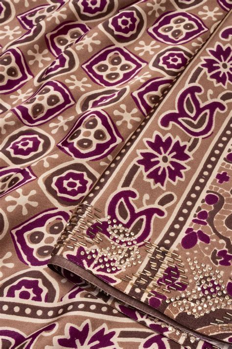 Brown Ethnic Printed Stone Work Modal Silk Saree 10073730 – Avishya.com