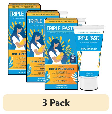 (3 pack) Triple Paste Diaper Rash Cream, Hypoallergenic Medicated ...
