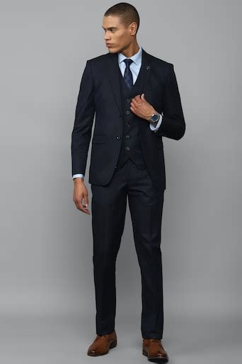 Buy Men Navy Slim Fit Solid Formal Three Piece Suit Online - 801269 ...