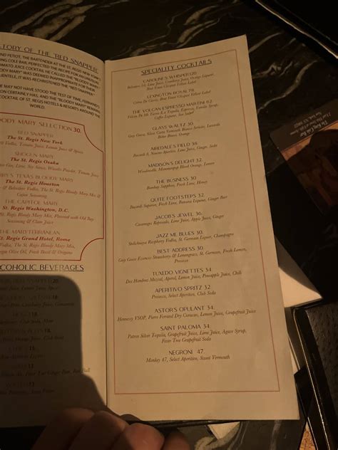 Menu at King Cole Bar, West New York, Two E 55th St