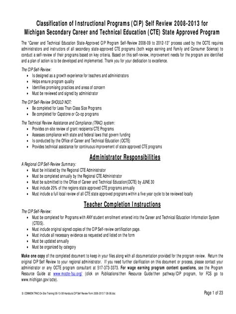 Michigan CTE Program Self-Review Form - Blank Fillable Template | Fill ...