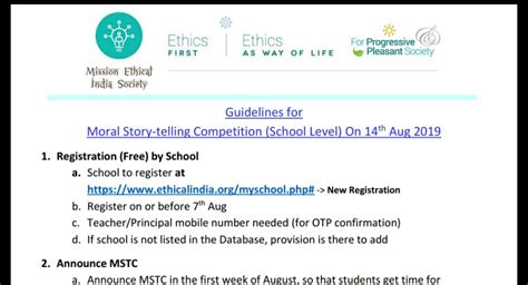 Guidelines for Moral Story-telling Competition - Vidya Kranthi