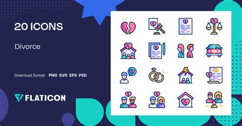 Divorce Icon Pack | Lineal Color | 20 .SVG Icons