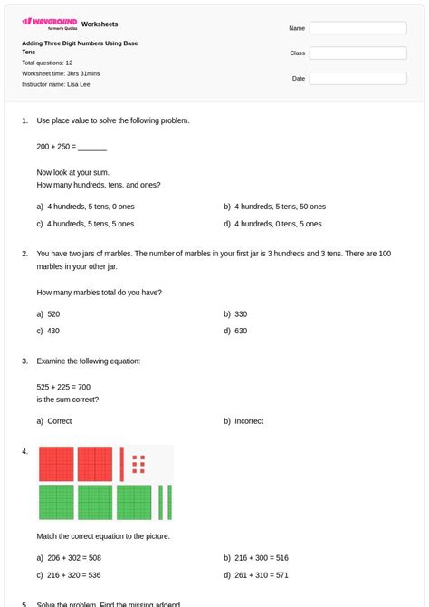 50+ Three-digit Numbers worksheets for Class 4 on Wayground | Free ...