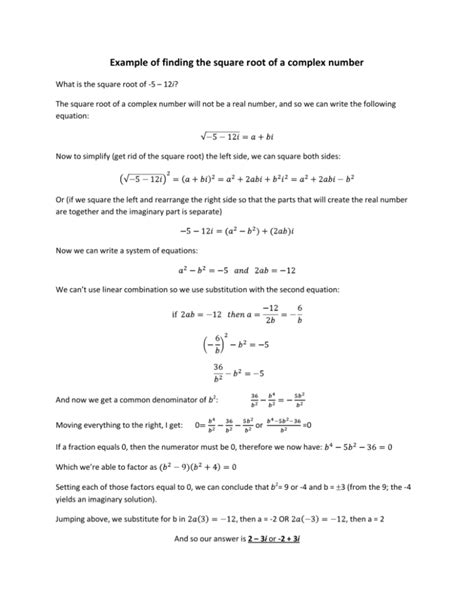 Image result for Square Root of a Complex Number