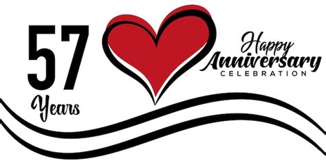 57th anniversary celebration logo lovely red heart abstract vector ...