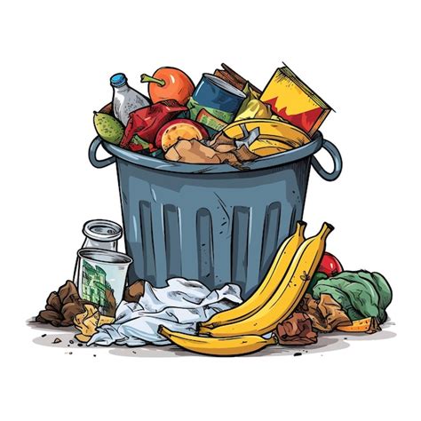 Ręcznie narysowany Wektorowy rysunek kreskówki śmieci Clipart białe tło ...