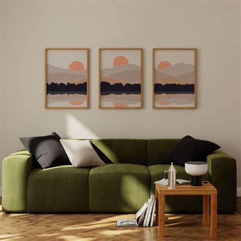 Buy Aesthetic Minimal Mountain II Set of Three Paintings – Dessine Art
