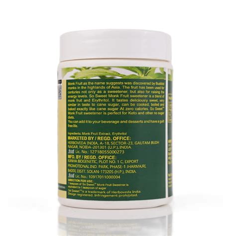 So Sweet Monk Fruit 100% Natural Zero Calorie Sweetener -250gm -Diabet