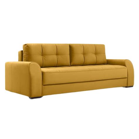 3-Seater Pull Out Sofa-cum-Bed (in Yellow) – Furniture Redefined