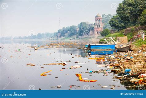 Bank of Yamuna River Near Taj Mahal. India, Agra Stock Photo - Image of pollution, polluted ...