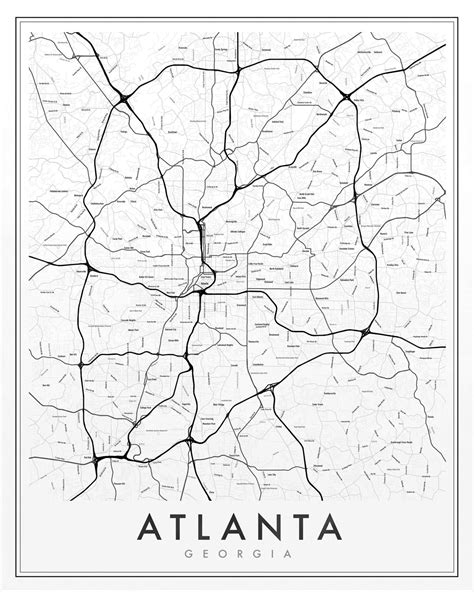 Printable Map Of Atlanta Atlanta Map Print, Colorful Geometric Georgia