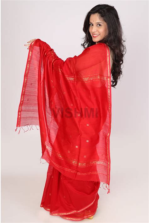 Red Star Handloom Maheshwari Butti Saree – Vishmi