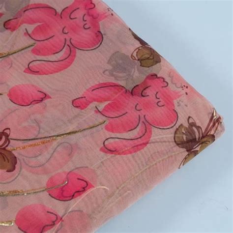 Premium Pink Colour Foil Organza Printed Fabric Fabric for Designers ...