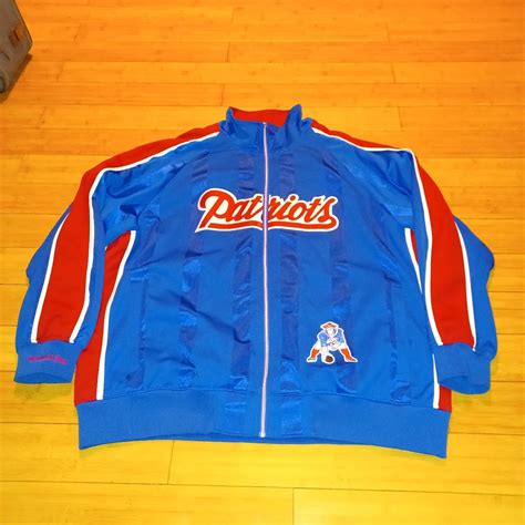 New England Patriots throwback full zip red white... - Depop