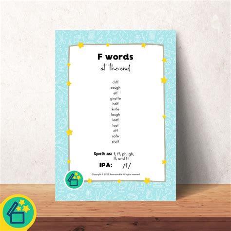 F Words | Words ending with F | Speech Therapy Resources | pdf ...
