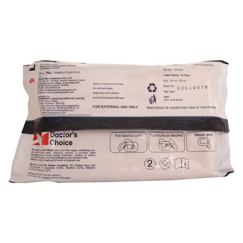 Buy Doctor's Choice Alcohol Free Wet Wipes, 10 Count | 19 Minutes ...