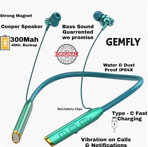 GEMFLY N80 Vibration Alert 50 Hours Playtime Cancellation Waterproof ...