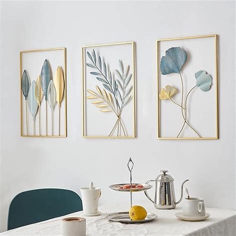 FUNTEREST Gold Leaf Wall Decor Modern Wall Art Home Decor, Set of 3 ...