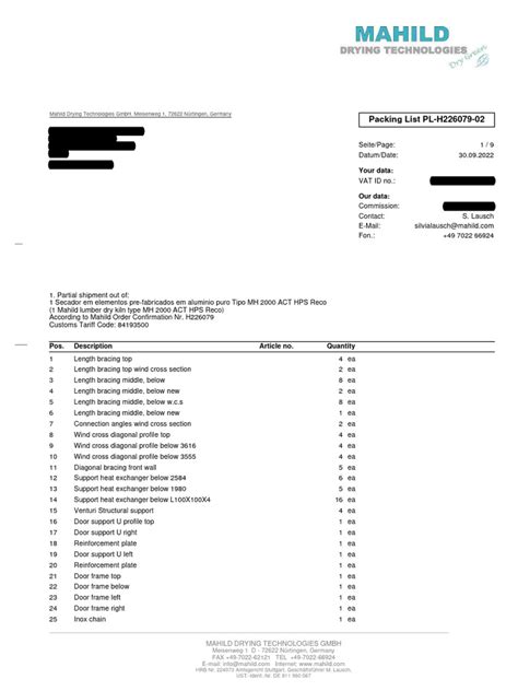 Image result for Example of Packing List