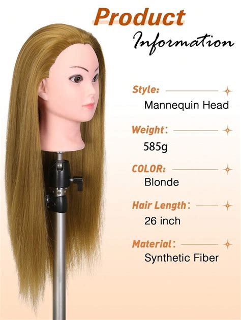 26 Inch Slicked Back Synthetic Hair Teaching Head Cosmetology Mannequin ...