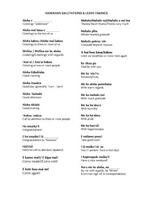 HAWAIIAN SALUTATIONS & LEAVE-TAKINGS - Fill and Sign Printable Template ...