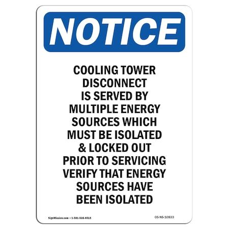 Signmission Safety Sign, OSHA Notice, 18" Height, Cooling Tower ...
