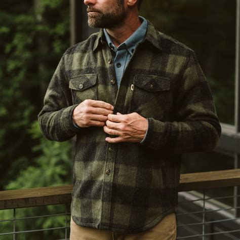 Riverton Wool Shirt Jac | Green Buffalo Plaid - XL | Shirt jac, Wool ...