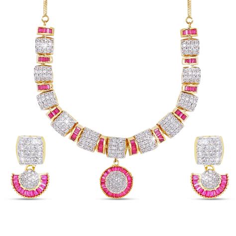 Buy Yellow Chimes Pink AD/American Diamond Studded 18k Gold Plated ...